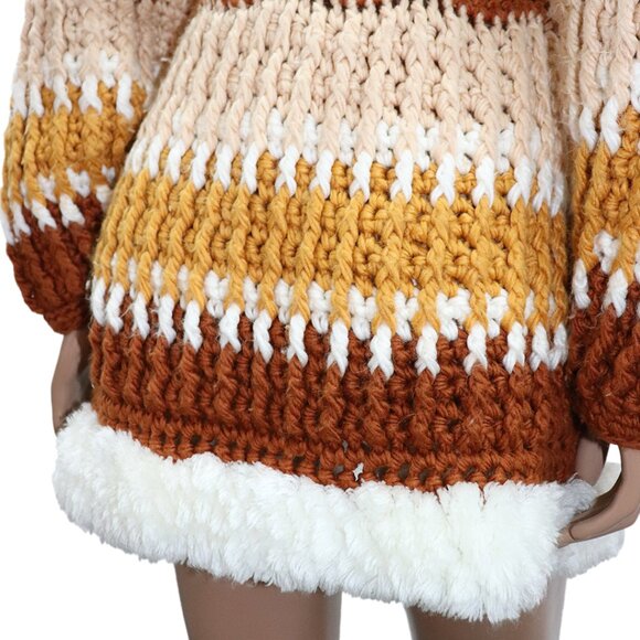 Vintage Chunky Handknit Boho Crochet Sweater Cardigan Jacket S-M - Picture 6 of 6